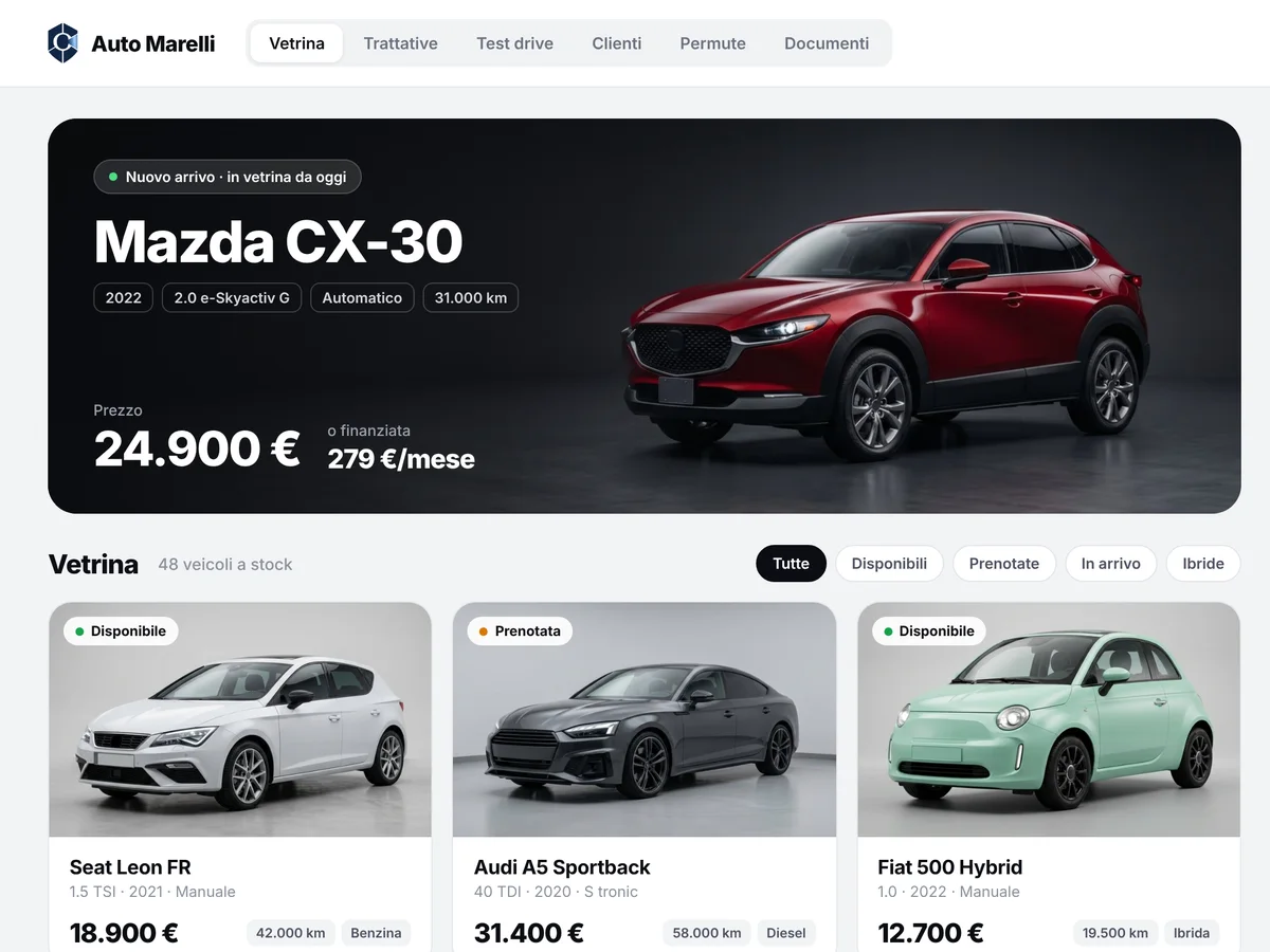 Esempio di gestionale per una concessionaria d'auto